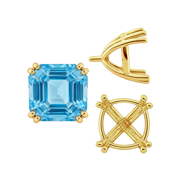 Eight Prong Cushion Cut Settings in 14K Gold (4.00 mm - 10.00 mm)