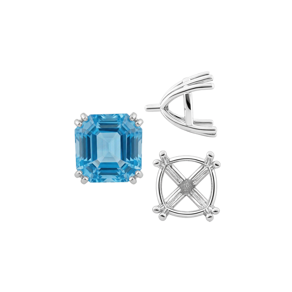 Eight Prong Cushion Cut Settings in 14K Gold (4.00 mm - 10.00 mm)