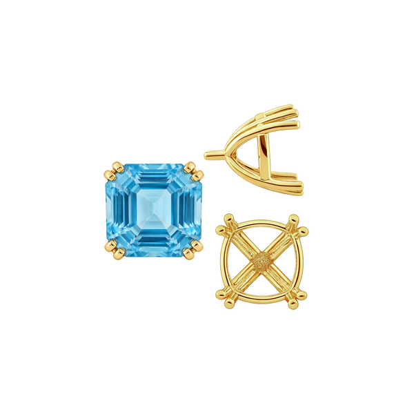 Eight Prong Cushion Cut Settings in 14K Gold (4.00 mm - 10.00 mm)