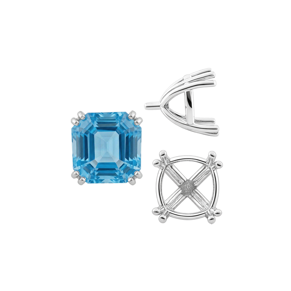 Eight Prong Cushion Cut Settings in 14K Gold (4.00 mm - 10.00 mm)