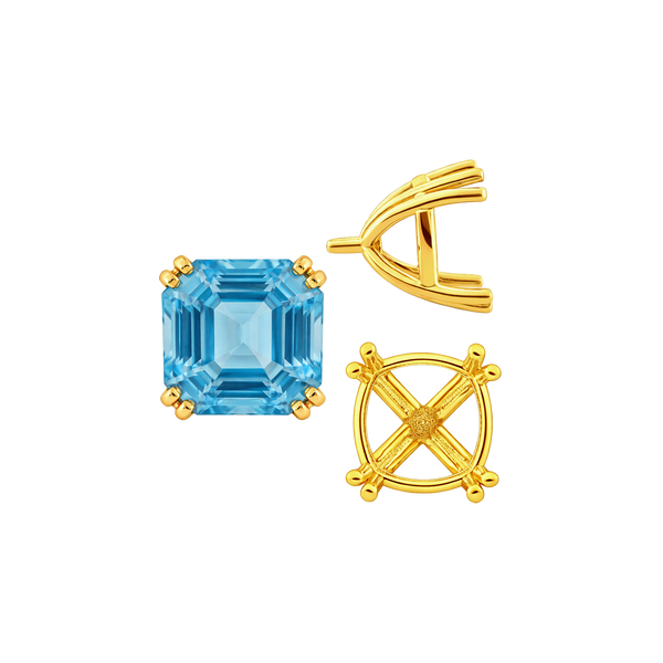 Eight Prong Cushion Cut Settings in 14K Gold (4.00 mm - 10.00 mm)