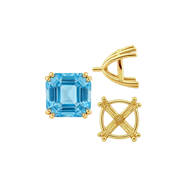 Eight Prong Cushion Cut Settings in 14K Gold (4.00 mm - 10.00 mm)