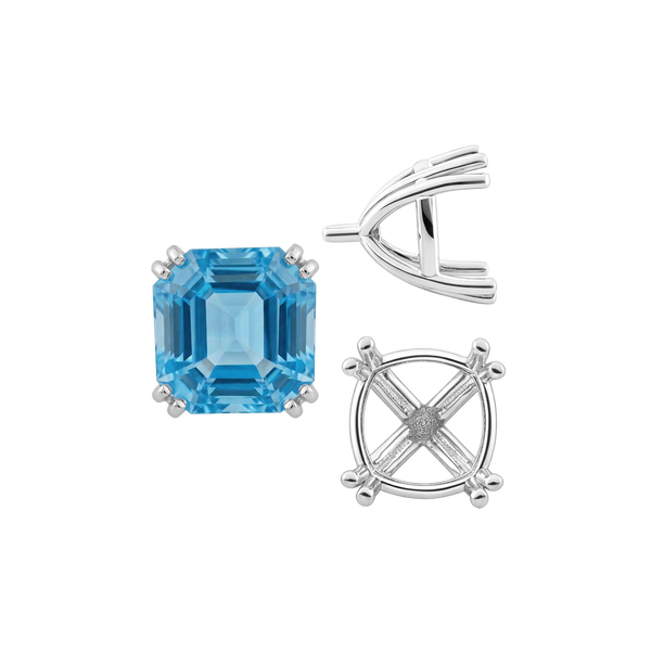 Eight Prong Cushion Cut Settings in 14K Gold (4.00 mm - 10.00 mm)