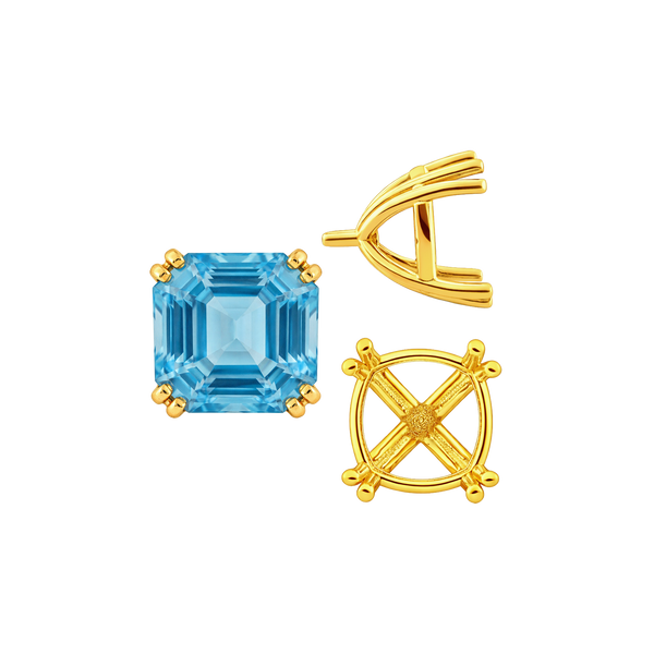 Eight Prong Cushion Cut Settings in 14K Gold (4.00 mm - 10.00 mm)