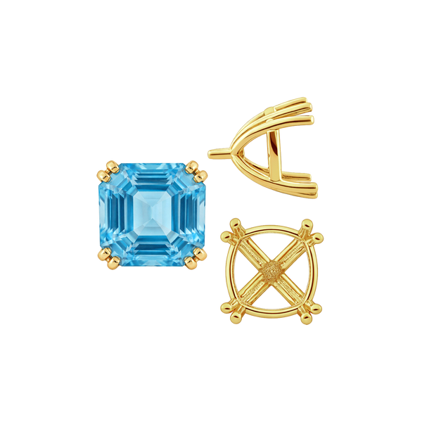 Eight Prong Cushion Cut Settings in 14K Gold (4.00 mm - 10.00 mm)