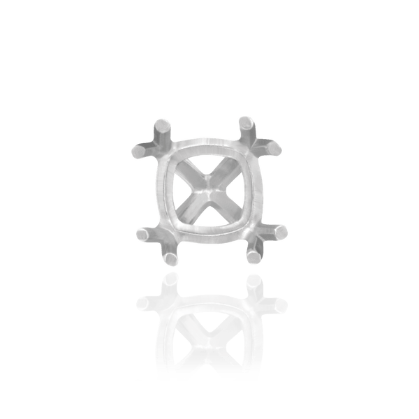 Eight Prong Cushion Cut Settings in Sterling Silver (4.00 mm - 10.00 mm)