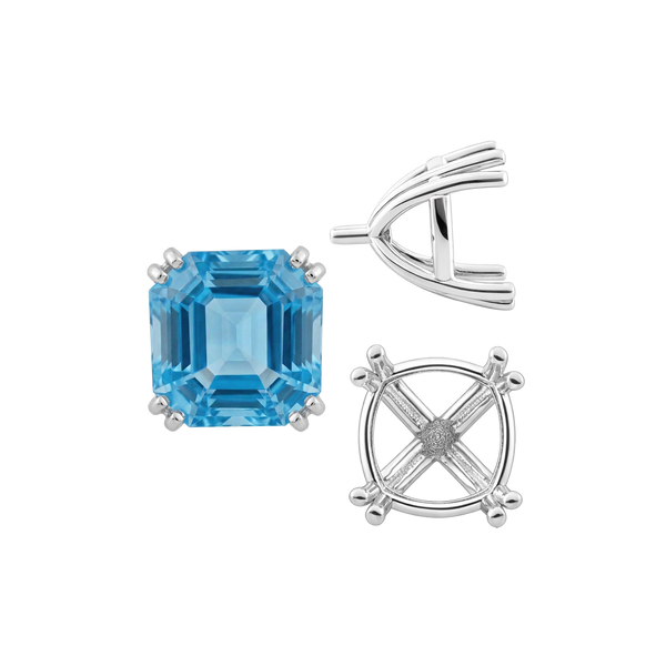 Eight Prong Cushion Cut Settings in 14K Gold (4.00 mm - 10.00 mm)