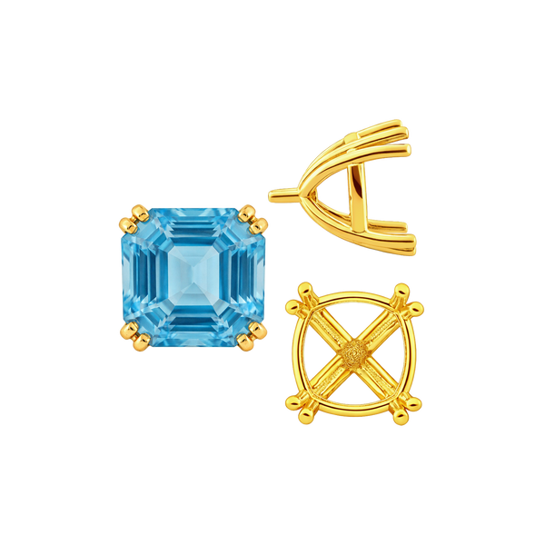 Eight Prong Cushion Cut Settings in 14K Gold (4.00 mm - 10.00 mm)