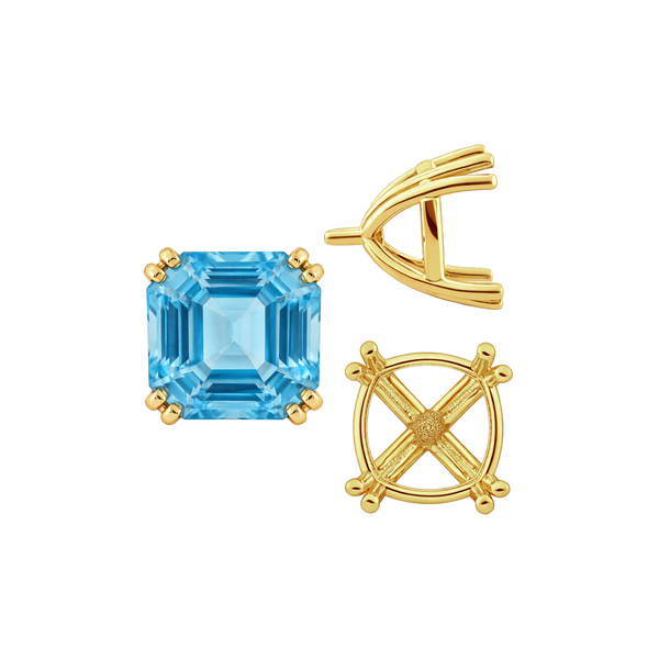Eight Prong Cushion Cut Settings in 14K Gold (4.00 mm - 10.00 mm)