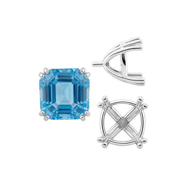 Eight Prong Cushion Cut Settings in 14K Gold (4.00 mm - 10.00 mm)