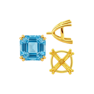 Eight Prong Cushion Cut Settings in 14K Gold (4.00 mm - 10.00 mm)