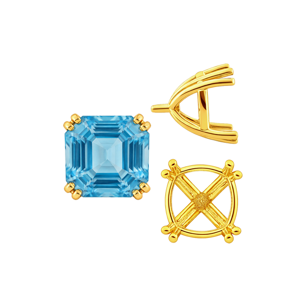 Eight Prong Cushion Cut Settings in 14K Gold (4.00 mm - 10.00 mm)