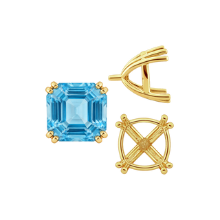 Eight Prong Cushion Cut Settings in 14K Gold (4.00 mm - 10.00 mm)