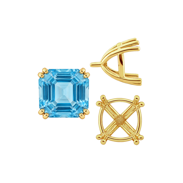 Eight Prong Cushion Cut Settings in 14K Gold (4.00 mm - 10.00 mm)
