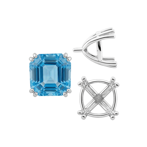 Eight Prong Cushion Cut Settings in 14K Gold (4.00 mm - 10.00 mm)