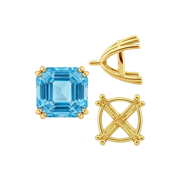 Eight Prong Cushion Cut Settings in 14K Gold (4.00 mm - 10.00 mm)