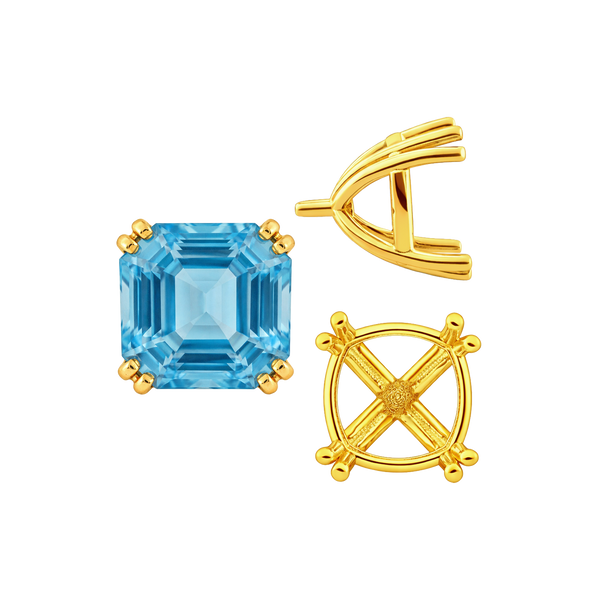 Eight Prong Cushion Cut Settings in 14K Gold (4.00 mm - 10.00 mm)