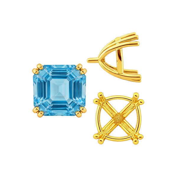 Eight Prong Cushion Cut Settings in 14K Gold (4.00 mm - 10.00 mm)