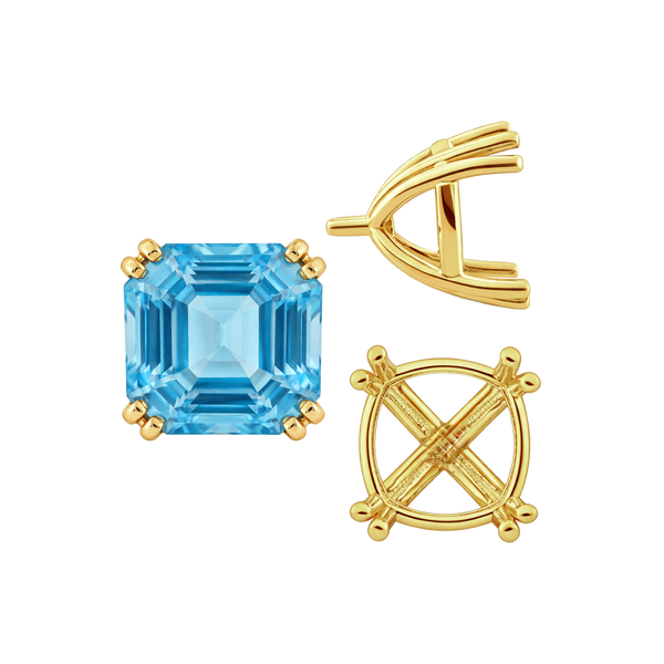 Eight Prong Cushion Cut Settings in 14K Gold (4.00 mm - 10.00 mm)
