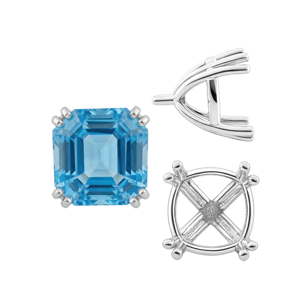 Eight Prong Cushion Cut Settings in 14K Gold (4.00 mm - 10.00 mm)