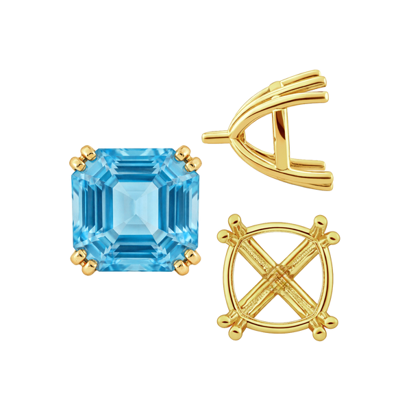 Eight Prong Cushion Cut Settings in 14K Gold (4.00 mm - 10.00 mm)