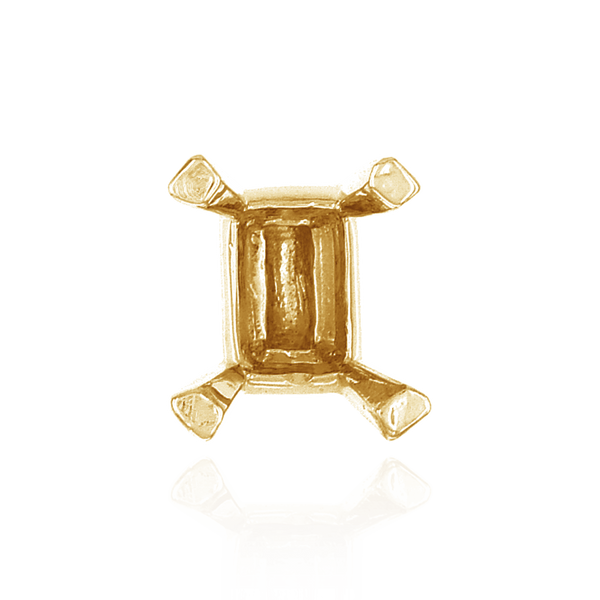 Four Prong Emerald Shape Heavy Solitaire Settings in 18K Gold (4.00 x 3.00 mm - 16.00 x 13.00 mm)