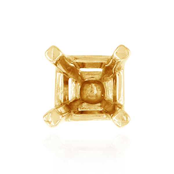Four Prong Square Solitaire Basket Settings With Peg in 18K Gold (3.00 mm - 8.00 mm)