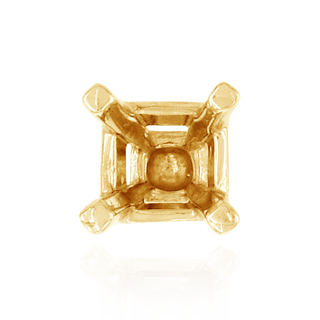 Four Prong Square Solitaire Basket Settings With Peg in 18K Gold (3.00 mm - 8.00 mm)