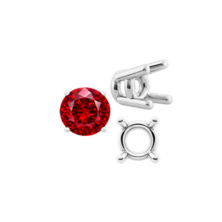 Four Prong Round Heavy Wire Basket Settings in Sterling Silver (1.30 mm - 25.00 mm)