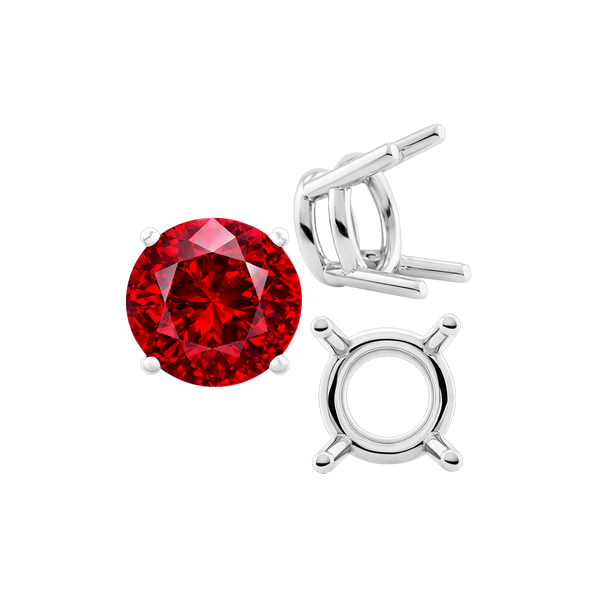 Four Prong Round Heavy Wire Basket Settings in 14K Gold (1.30 mm - 25.00 mm)