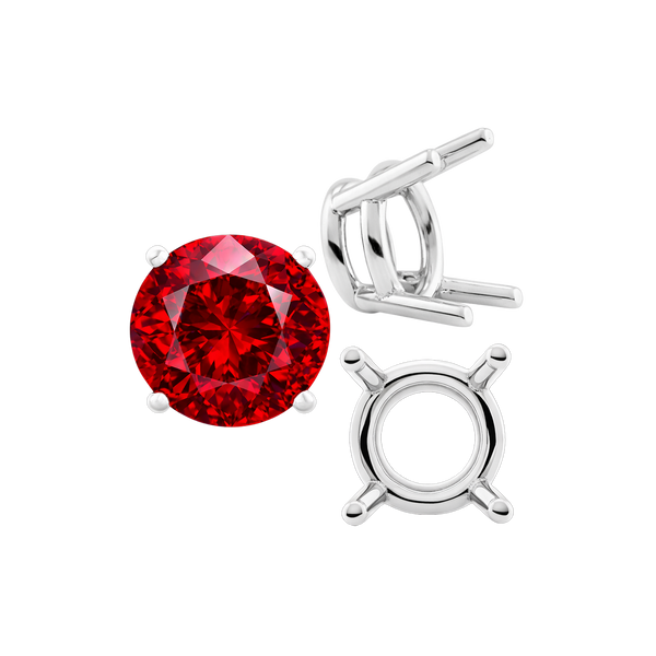 Four Prong Round Heavy Wire Basket Settings in Sterling Silver (1.30 mm - 25.00 mm)