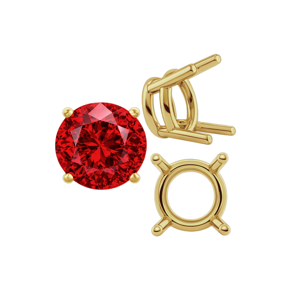 Four Prong Round Heavy Wire Basket Settings in 14K Gold (1.30 mm - 25.00 mm)