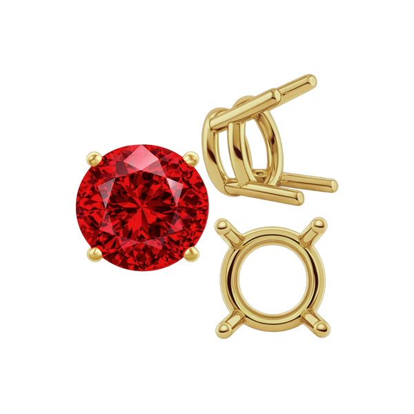 Four Prong Round Heavy Wire Basket Settings in 14K Gold (1.30 mm - 25.00 mm)