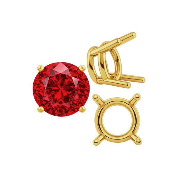 Four Prong Round Heavy Wire Basket Settings in 14K Gold (1.30 mm - 25.00 mm)