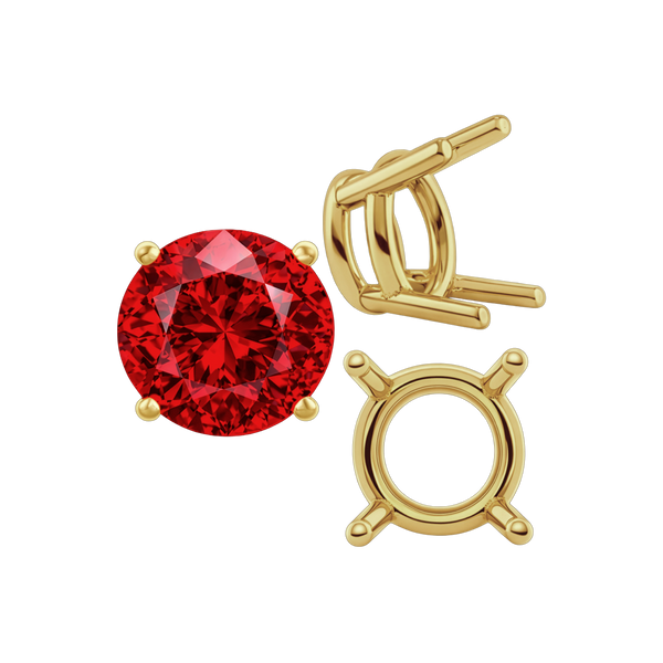 Four Prong Round Heavy Wire Basket Settings in 14K Gold (1.30 mm - 25.00 mm)