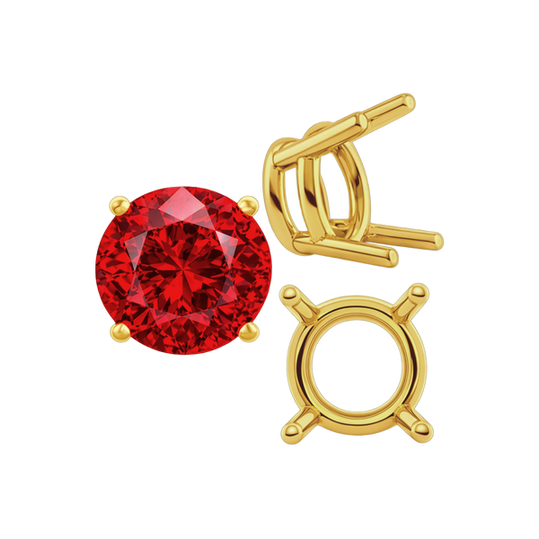 Four Prong Round Heavy Wire Basket Settings in 14K Gold (1.30 mm - 25.00 mm)