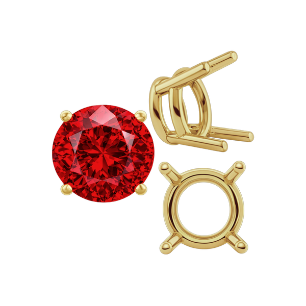 Four Prong Round Heavy Wire Basket Settings in 14K Gold (1.30 mm - 25.00 mm)