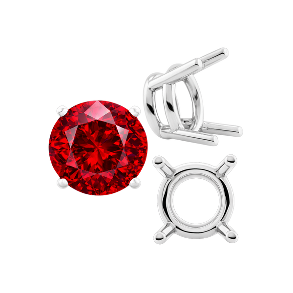 Four Prong Round Heavy Wire Basket Settings in Sterling Silver (1.30 mm - 25.00 mm)