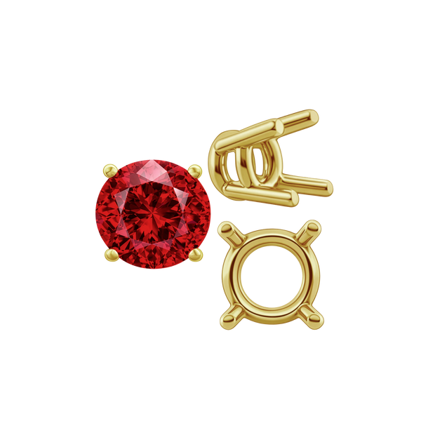 Four Prong Round Heavy Wire Basket Settings in 14K Gold (1.30 mm - 25.00 mm)