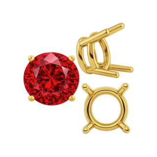 Four Prong Round Heavy Wire Basket Settings in 14K Gold (1.30 mm - 25.00 mm)