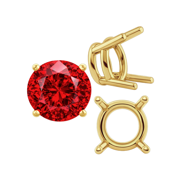 Four Prong Round Heavy Wire Basket Settings in 14K Gold (1.30 mm - 25.00 mm)