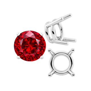 Four Prong Round Heavy Wire Basket Settings in Sterling Silver (1.30 mm - 25.00 mm)