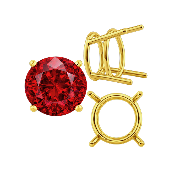 Four Prong Round Heavy Wire Basket Settings in 14K Gold (1.30 mm - 25.00 mm)