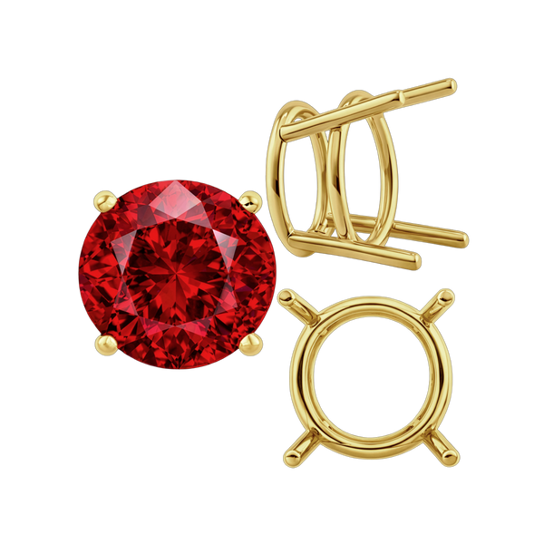 Four Prong Round Heavy Wire Basket Settings in 14K Gold (1.30 mm - 25.00 mm)