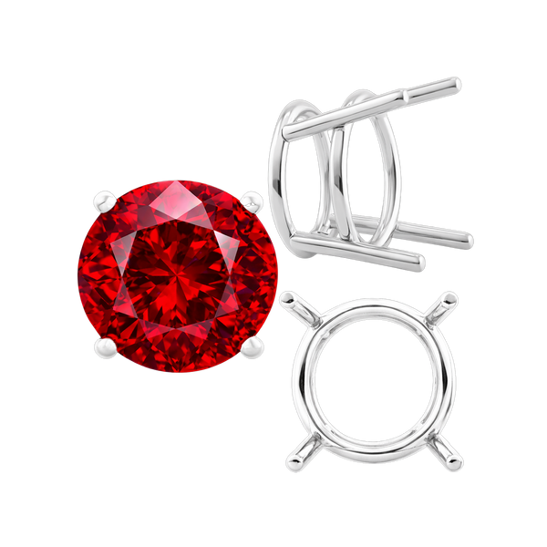 Four Prong Round Heavy Wire Basket Settings in 14K Gold (1.30 mm - 25.00 mm)