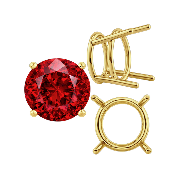 Four Prong Round Heavy Wire Basket Settings in 14K Gold (1.30 mm - 25.00 mm)