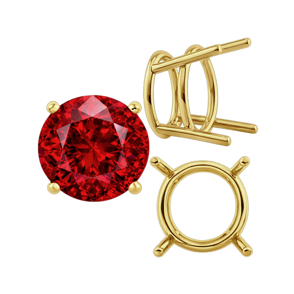 Four Prong Round Heavy Wire Basket Settings in 14K Gold (1.30 mm - 25.00 mm)
