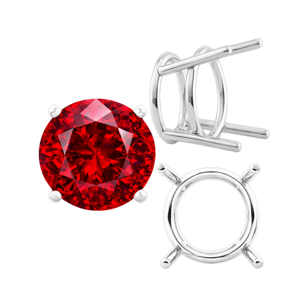 Four Prong Round Heavy Wire Basket Settings in 14K Gold (1.30 mm - 25.00 mm)