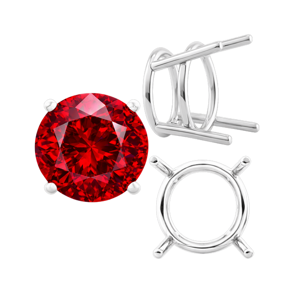 Four Prong Round Heavy Wire Basket Settings in Sterling Silver (1.30 mm - 25.00 mm)