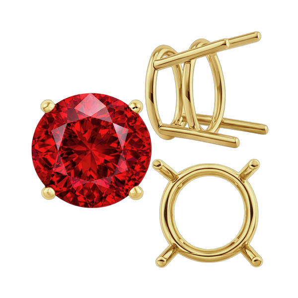 Four Prong Round Heavy Wire Basket Settings in 14K Gold (1.30 mm - 25.00 mm)